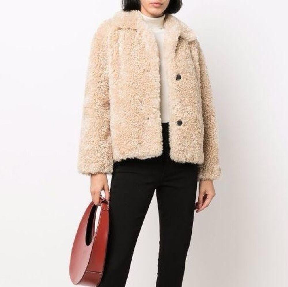 Rag & Bone Beige Faux Fur Cozy Button Front Teddy Hesper Coat Small